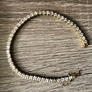 CZ & Gold-Plated Sterling Silver Tennis Bracelet